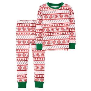 Carter’s Fair Isle Snowflakes Winter Christmas Shirt and Pants Pajamas
